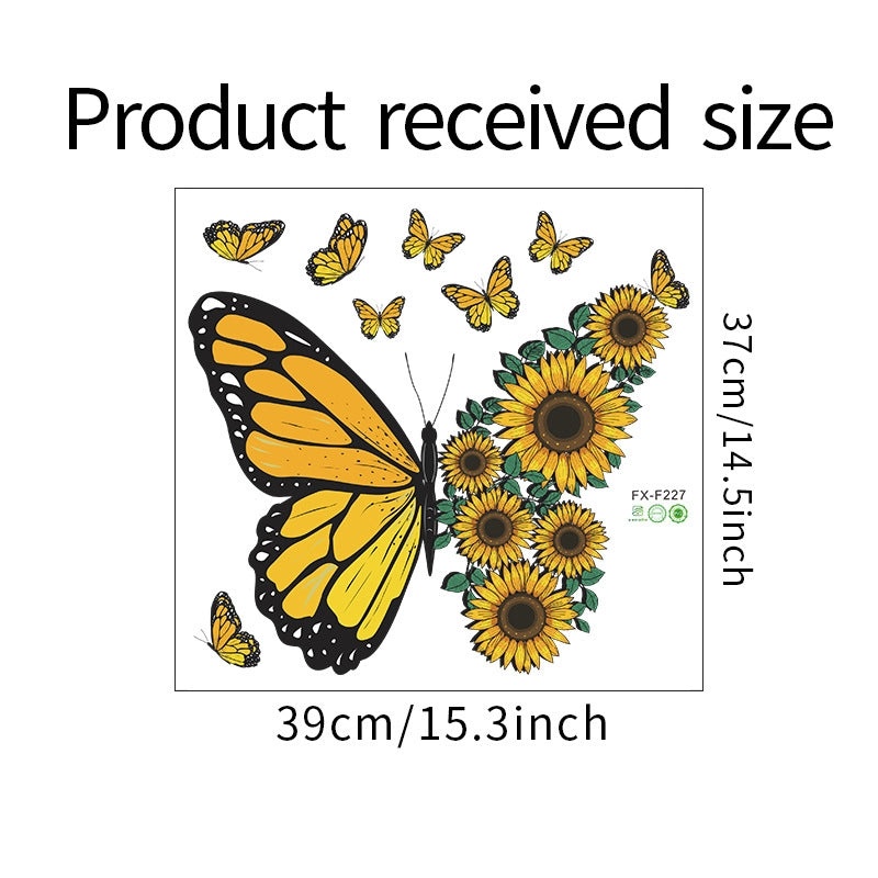 Sunflower and Butterfly PVC Wall Decal for Home Decor | Home & Living Wall Stickers