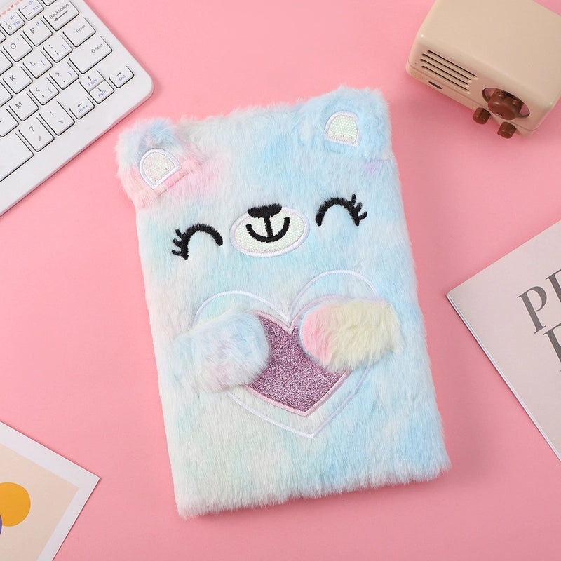 Red Heart Bear Plush Notebook Cute Learning Journal|Stationery & Office Supplies