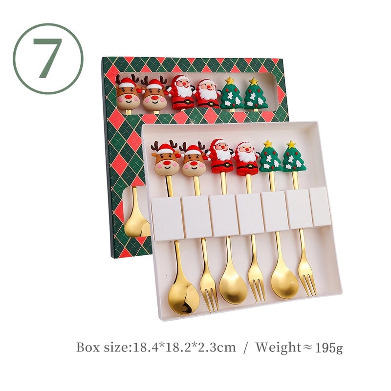 Funny Christmas Tree Dessert Spoon Creative Tableware Cartoon Spoon Suit Holiday Gift Idea|Kitchen & Dining