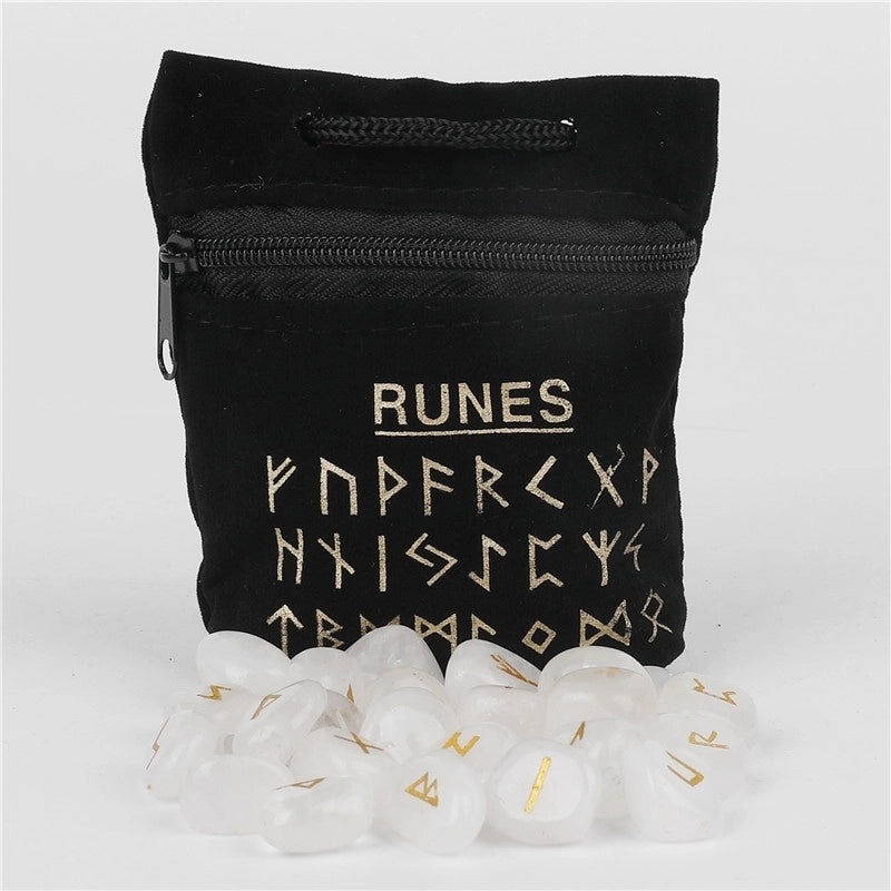 25 Natural Crystal Rune Stones Set Amorphous Spiritual Ornaments|Spiritual Healing Jewelry