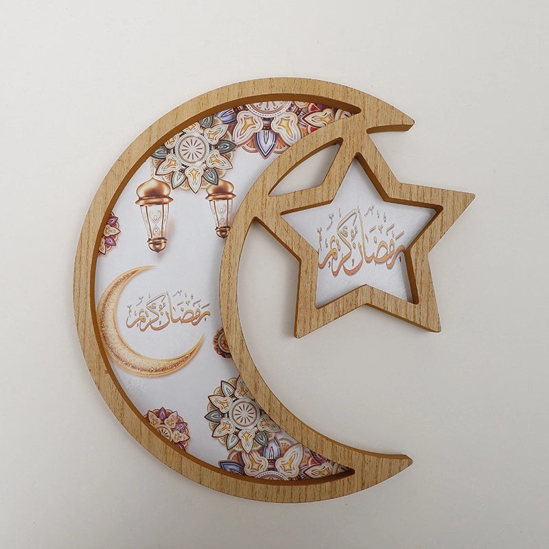 Wooden Star and Moon Ornament Minimalist Classic Design | Home Decor & Accessories
