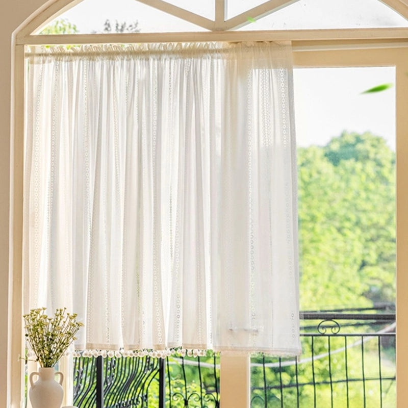 French Short Curtains Nordic Style Semi-Shading Roman Drapes for Home Decoration | Curtains & Window Treatments