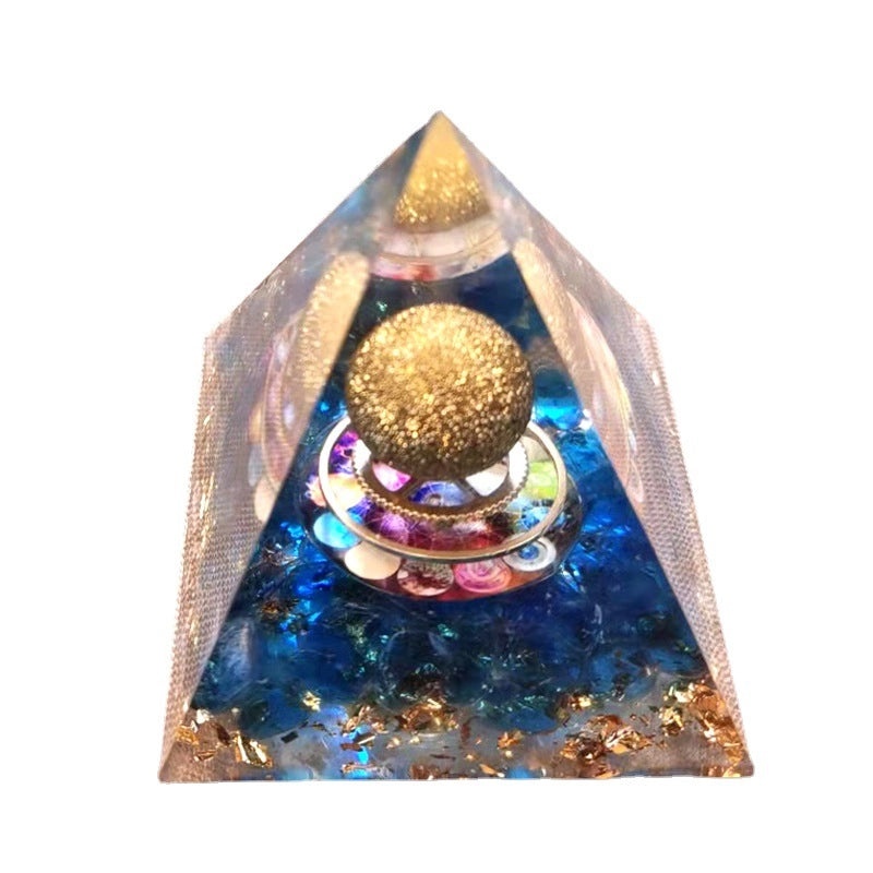 Set of 2 Chinoiserie Resin Crystal Pyramids Decorative Artificial Ornaments | Home Decor