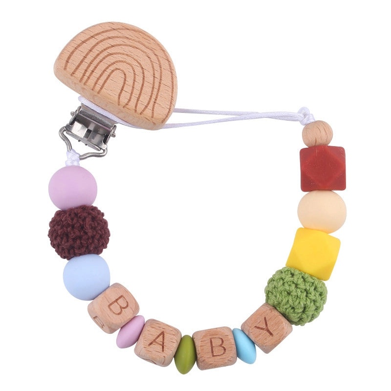 Adorable Letter Beech Wood Silicone Baby Accessories | Baby Teethers & Pacifier Clips