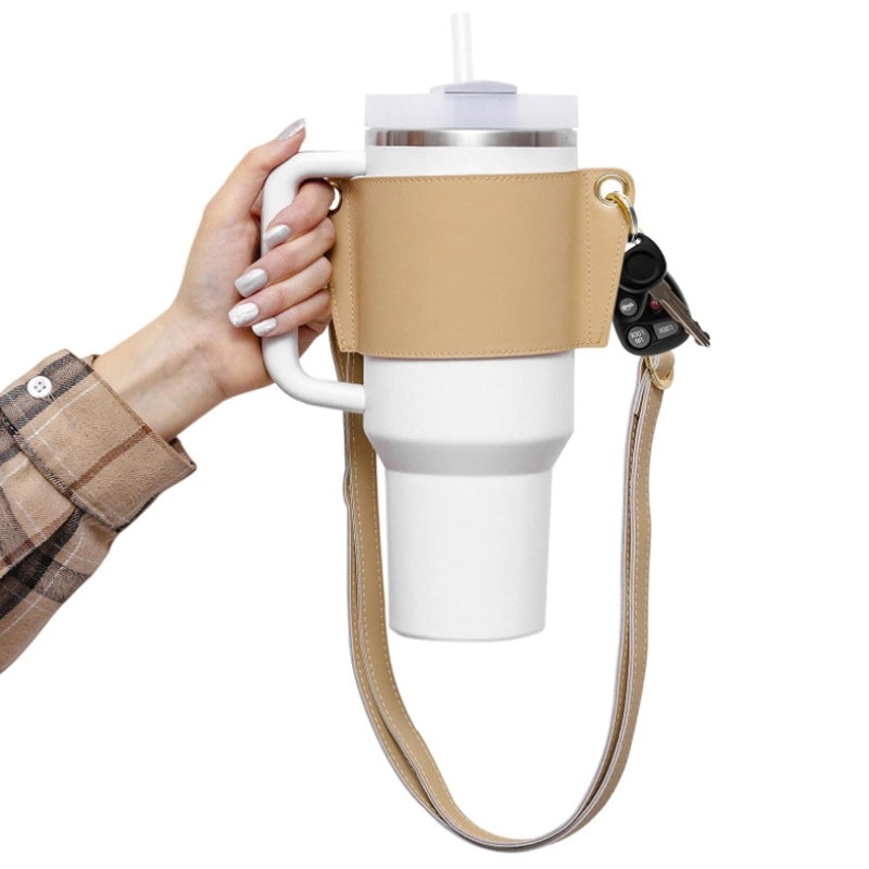 Casual Solid Color PU Leather Coffee Cup Sleeve Single Piece|Drinkware Accessories