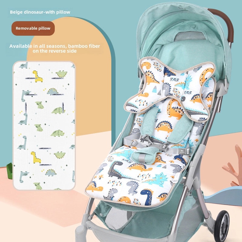 Baby Stroller Cushion Double-Sided Cotton Thick Soft Warm Breathable Ice Silk for All Seasons|Baby Stroller Accessories