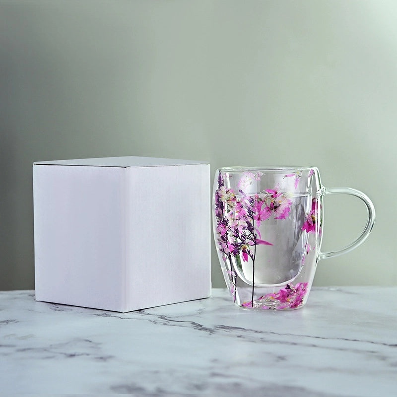 Floral Borosilicate Glass Mug for Vacation & Everyday Use | Drinkware & Mugs