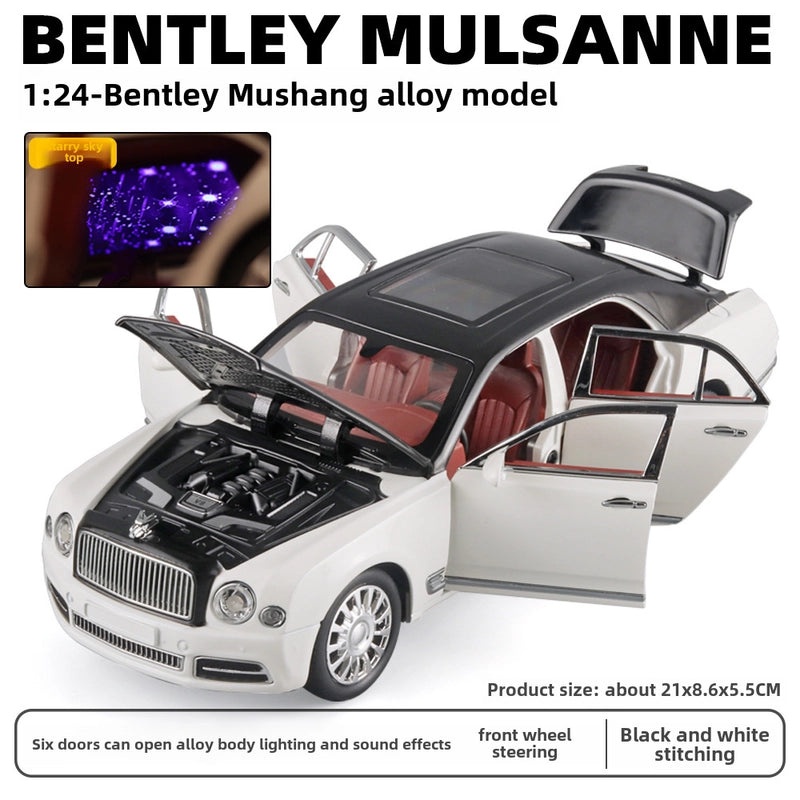 1:24 Scale Alloy Mulsanne Car Model with Sound and Light, Open Top Simulation Toy for Kids|儿童玩具