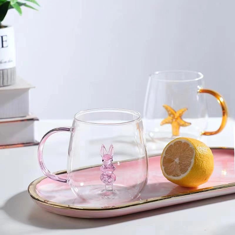 3D Animal Shape Glass Cup with Colorful Handle|Kitchen & Dining