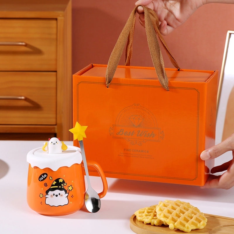 Creative Cute Ceramic Coffee Mug with Cartoon Ghost Design for Office and Home Halloween Gift|Home & Kitchen > Drinkware > Coffee Cups & Mugs