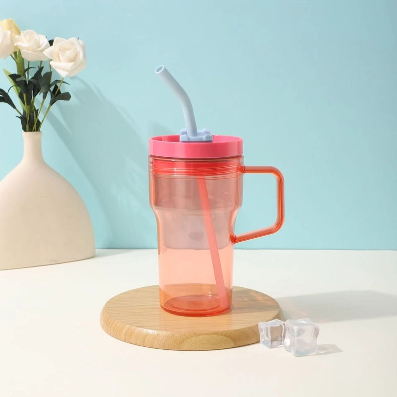 Portable Large Capacity Travel Water Cup with Handle and Straw | Drinkware