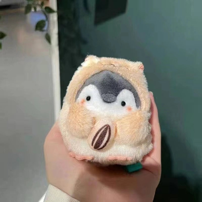 Japanese Cartoon Penguin-Hamster Plush Keychain Holding Melon Seeds|Cute Plush Pendants & Bag Accessories
