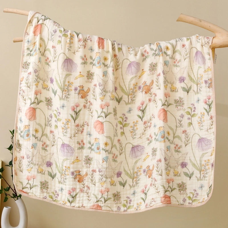 Double Layer Cotton Cartoon Baby Bath Towel Soft Gauze Blanket Multi-Use Air Conditioning Quilt|Baby Bath & Bedding