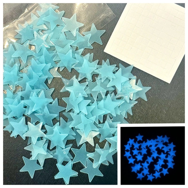 3-8cm Glow in the Dark Star and Moon Wall Stickers for Kids' Rooms, Fluorescent 3D Decorative Decals|Home Decor & Wall Art