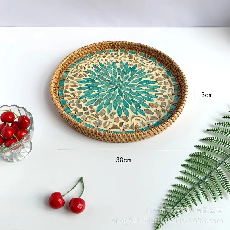 Natural Floral Grass Shell Fruit Tray|Home Decor Tableware