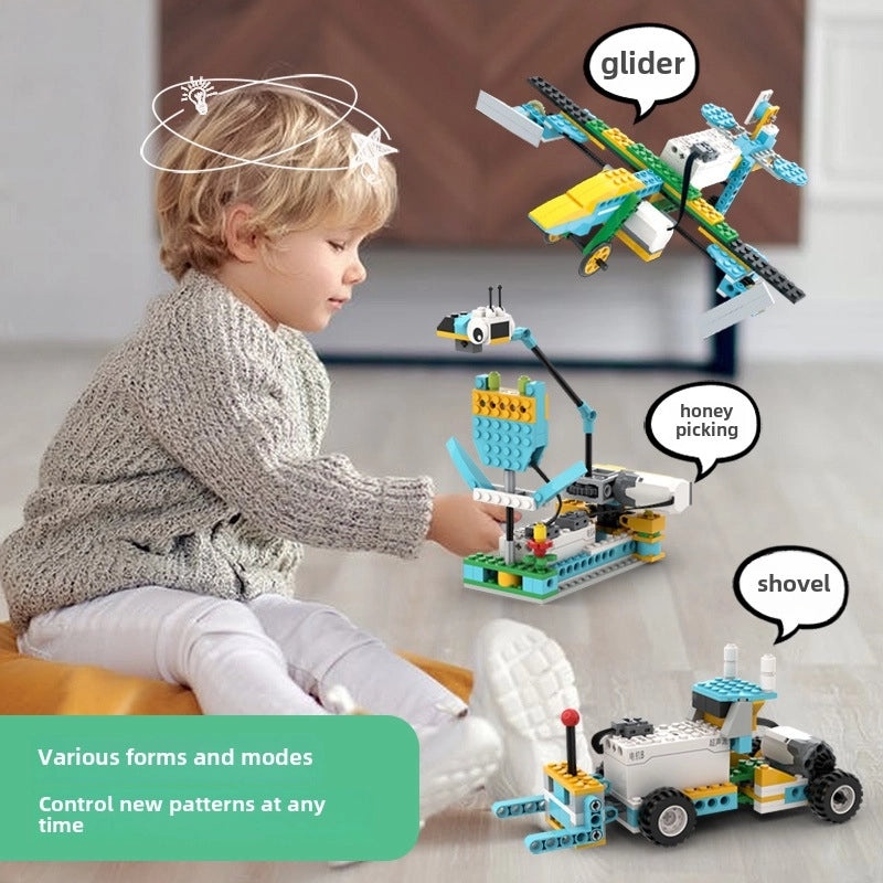 Electric Programming Robot Compatible with 9686 Small Particle Building Blocks | Educational STEM Robotics Kits