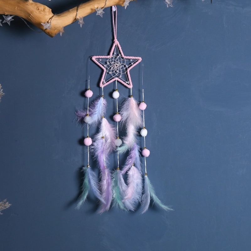 Minimalist Star Moon Cat Feather Dreamcatcher Decor for Home Wall Hanging|Home Decor & Accessories