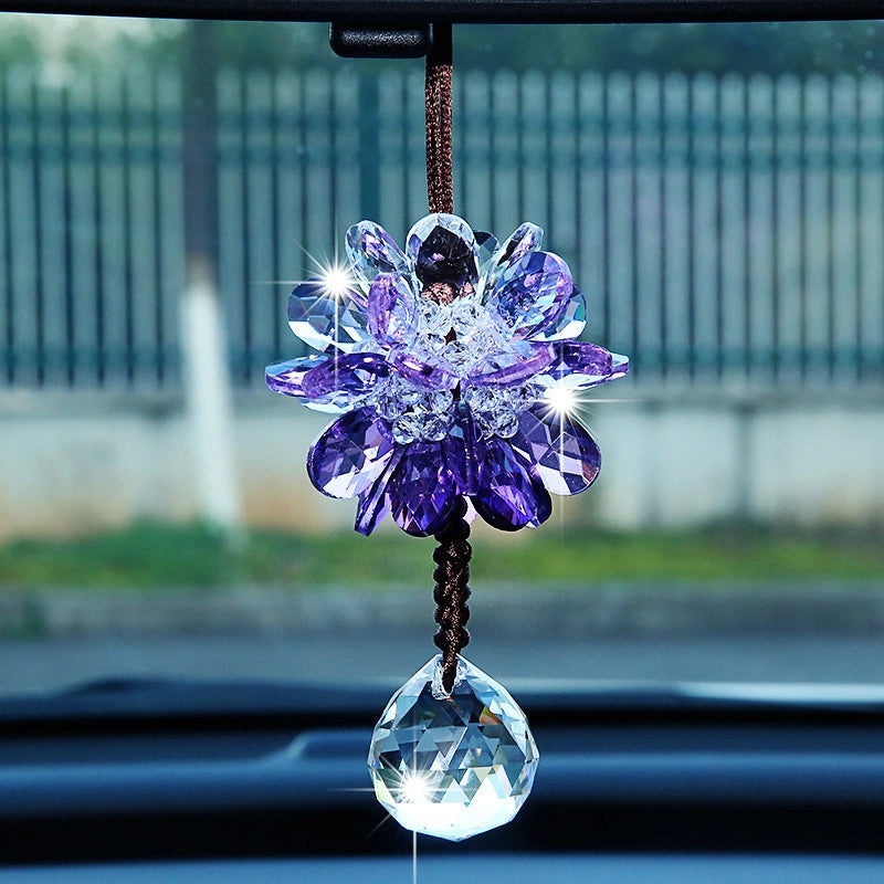 Handmade Pink Crystal Car Pendant Rearview Mirror Jewelry Interior Decoration|Car Accessories