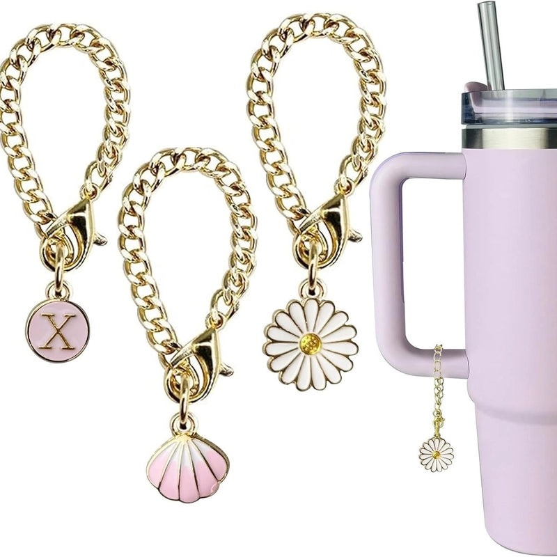 Stylish Letter Flower Shell Metal Keychain Pendant | Accessories & Keychains