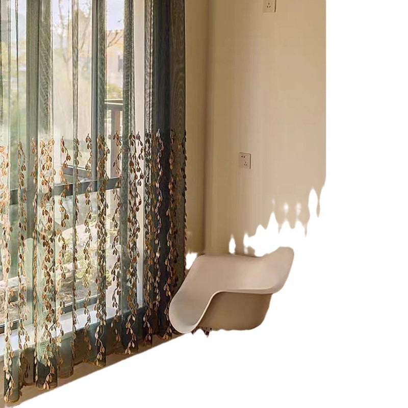 Elegant Polyester Window Curtains Home Decor Leaf Pattern