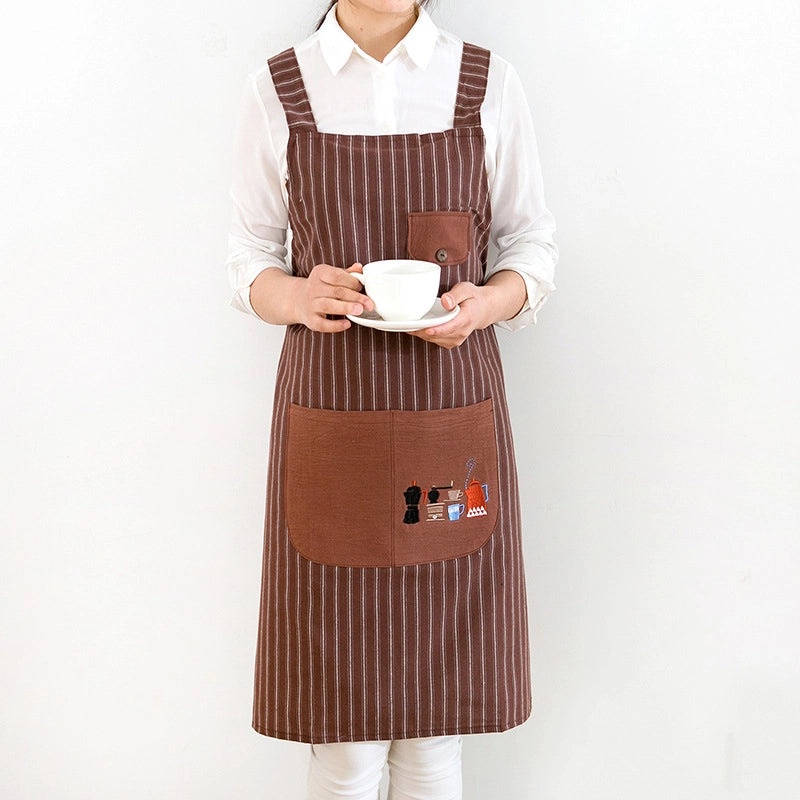 Floral Cotton Apron for Men & Women | Kitchen & Workwear | Artistic, Creative, Household Bib | Fashionable Waiter Uniform | Home Cooking Apron|Ki