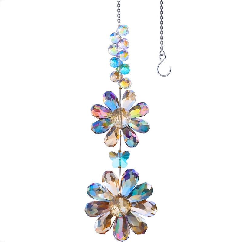 Sparkling Floral Crystal Suncatcher Wind Chime Decorative Wall Hanging | Home Decor
