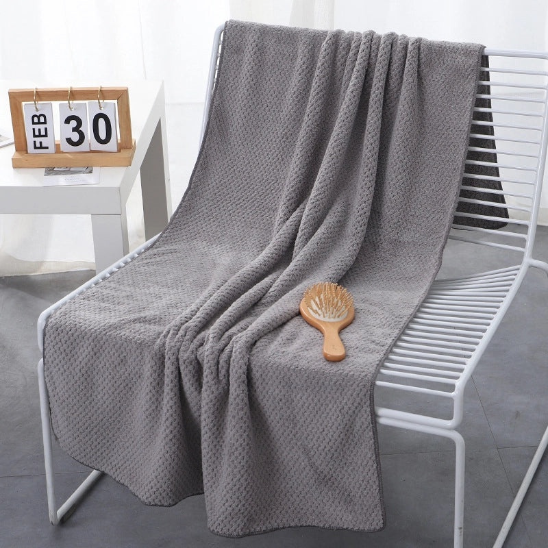 Pineapple Plaid Coral Velvet Bath Towel 70x140cm Large Adult Beach Towel High Density Printed Logo|Home & Living - Bath Textiles