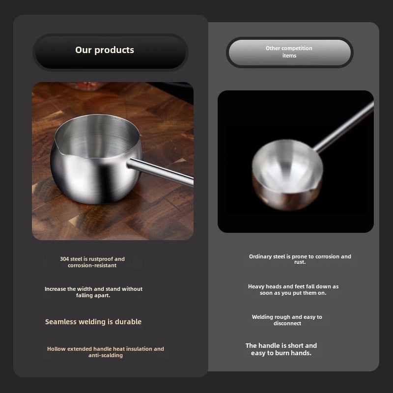 304 Stainless Steel Mini Oil Draining Pot for Kitchen Sauce and Milk | Cooking Tools