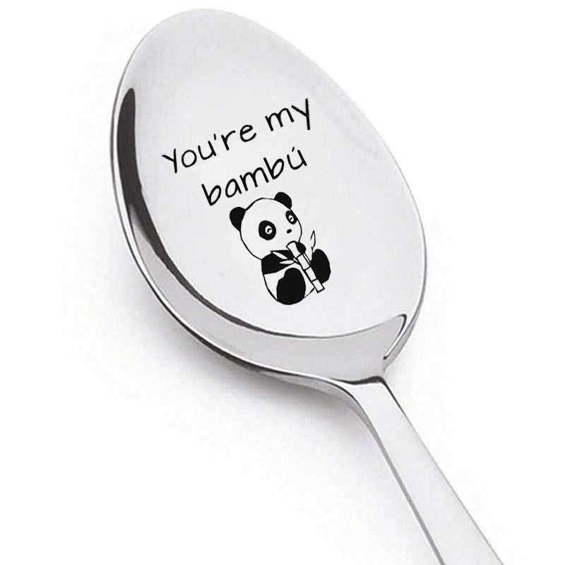 Trendy Engraved Stainless Steel Spoon|Kitchen Utensils & Dining Accessories
