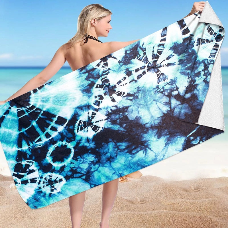 Microfiber Square Beach Towel with Tie-Dye 3D Digital Print | Beach Towels & Outdoor Accessories