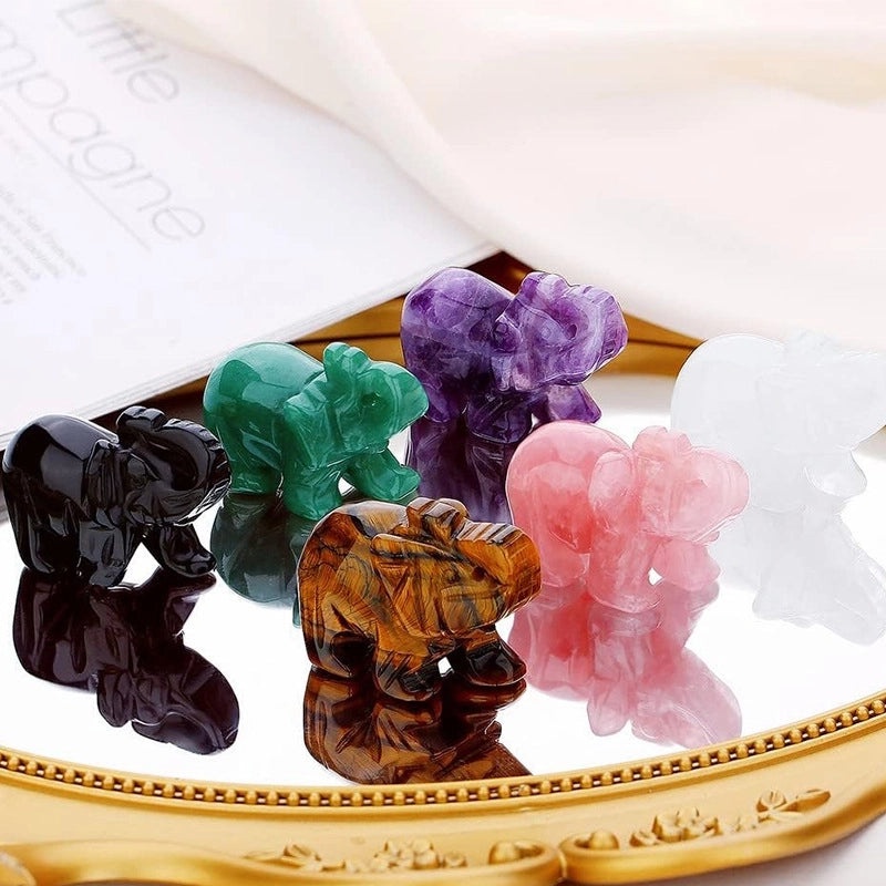 Set of 5 Minimalist Elephant Crystal Figurines | Home Decor Ornaments|Artificial Decorative Accessories|Elegant Table Decorations|Gift Ideas|Deco