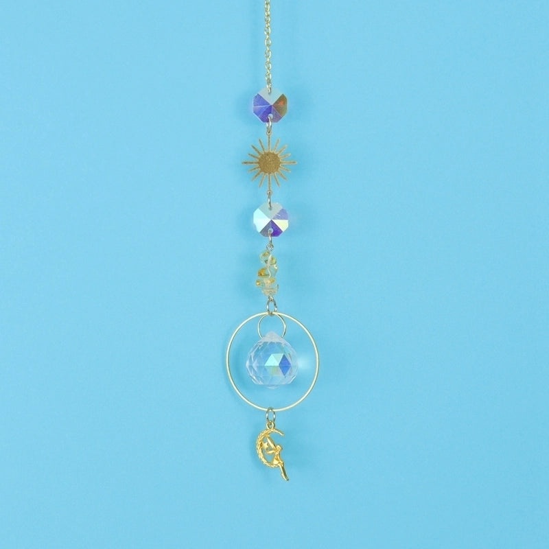 Elegant Sun and Moon Elf Pendant with Artificial Crystal and Agate | Fashion Jewelry