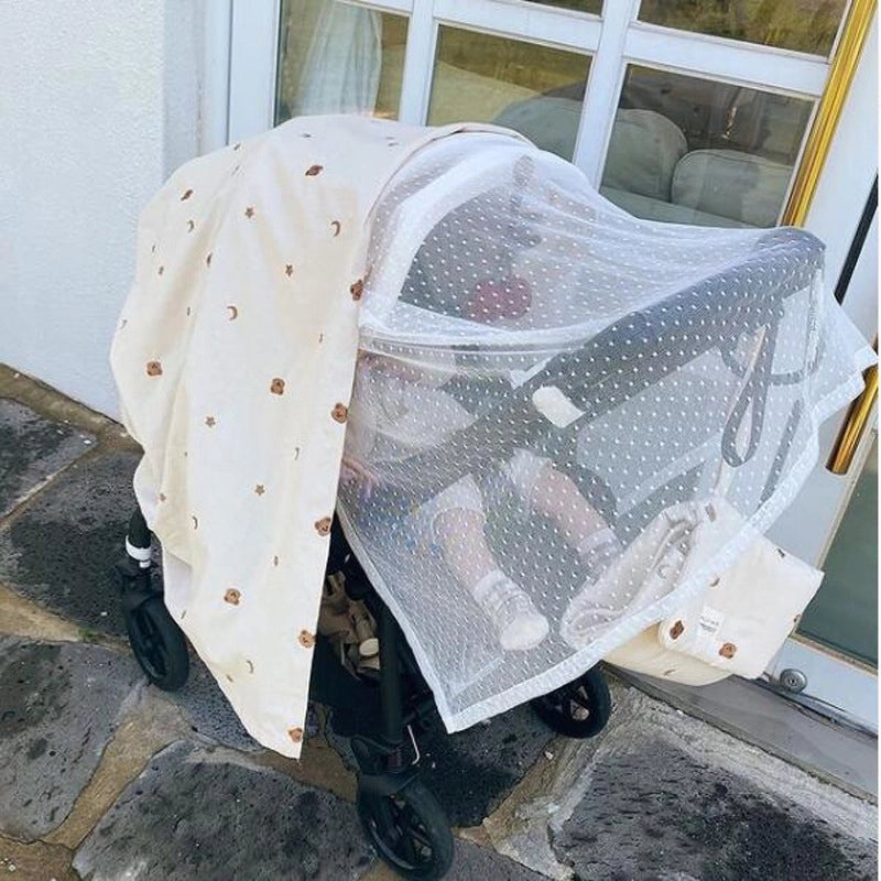Korean Embroidered Baby Stroller Mosquito Net Full Breathable Cover Dustproof Essential|Baby Stroller Accessories
