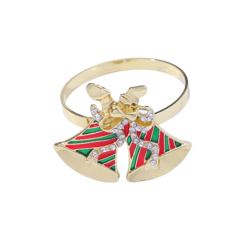 Festive Christmas Tree and Bell Alloy Napkin Ring for Holiday Table Decor | Holiday Tableware & Decor