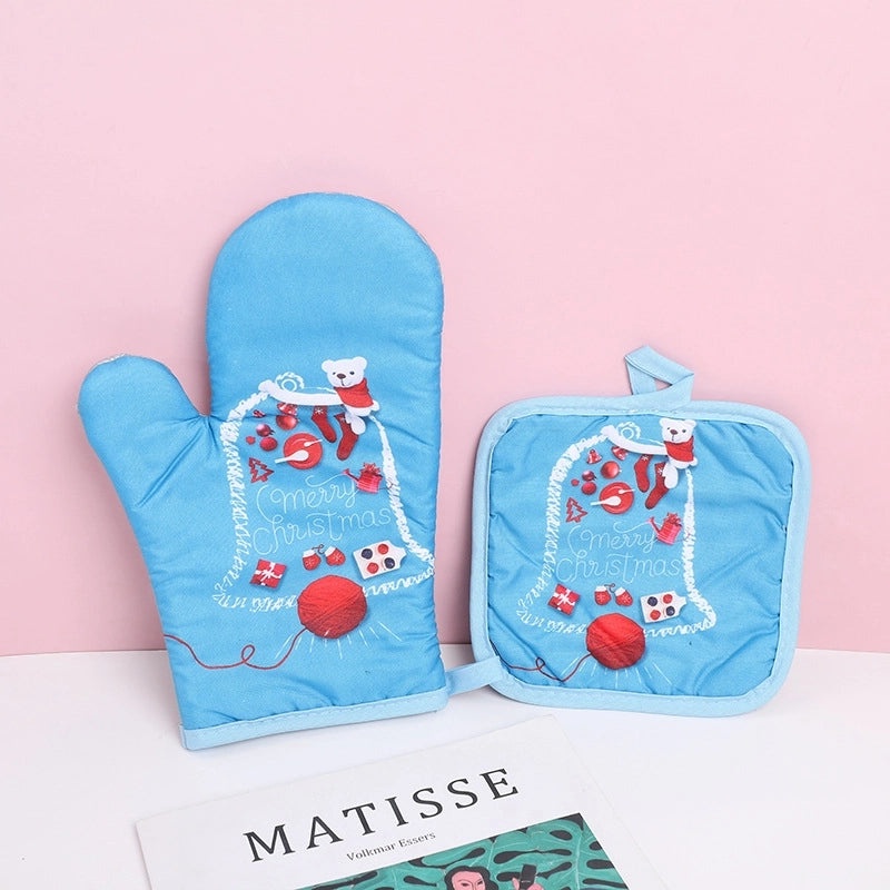 Heat Resistant Polyester Gloves with Minimalist Cartoon Design|Kitchen & Dining Gloves