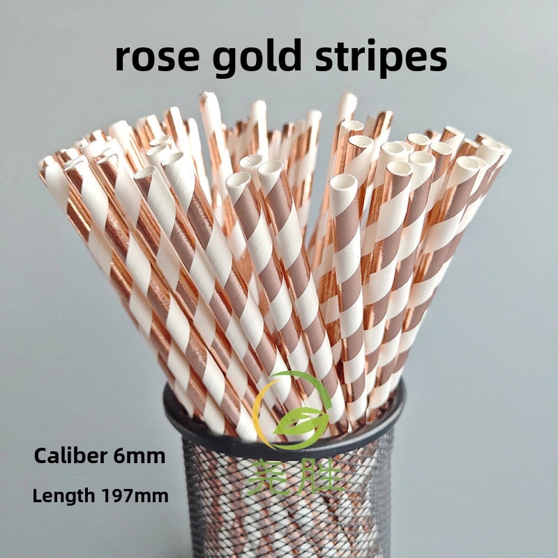400pcs Rose Gold Paper Straws Disposable Decorative Straws for Parties Pastries Beverages|Party Supplies