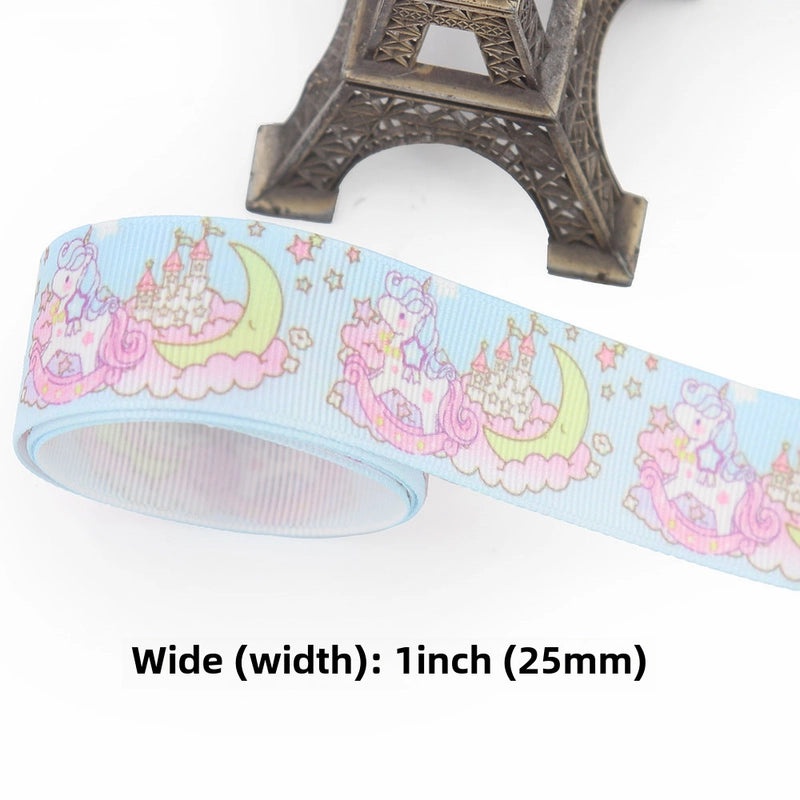 Cartoon Soft Color Thermal Transfer Printed Ribbed Ribbon DIY Handmade Bow Hair Accessory Gift Packaging|Hair Accessories