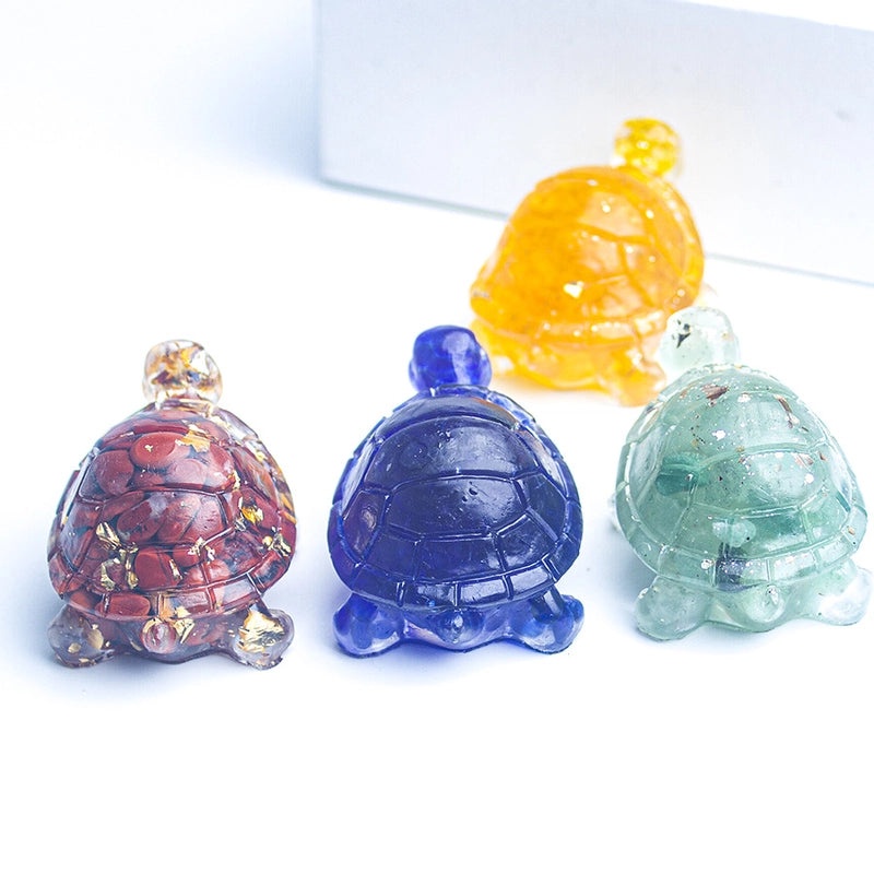 Minimalist Tortoise Figurine with Natural Crystal Accents|Home Decor
