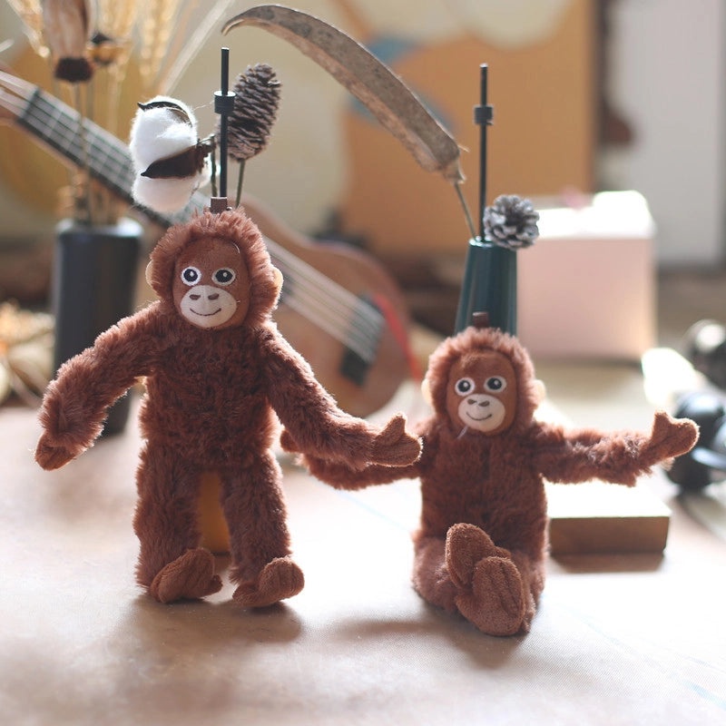 Cute Monkey Plush Keychain Bag Pendant Soft Doll Orangutan Toy Trendy TikTok Accessory|Keychain & Bag Accessories