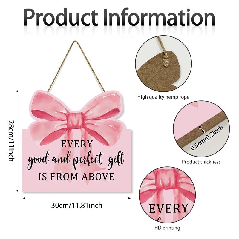 Wooden Bow Knot Wall Art with Sweet Letter Design|Home Decor & Wall Art