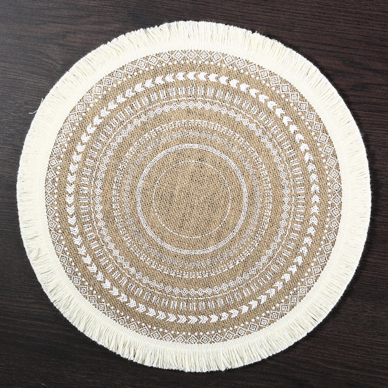 Chinoiserie Style Wooden Placemat for Vacation Dining Solid Color|Home Decor Tableware