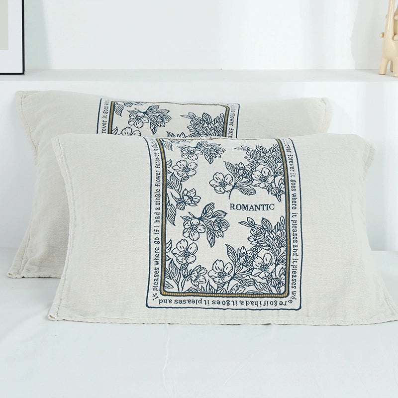 Pure Cotton Gauze Pillow Scarf Moisture-Absorbing Breathable Soft Skin-friendly European Style Thickened Student Couples Cover | Home Textiles