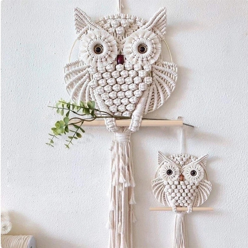 Rustic Owl Cotton Iron Tapestry Wall Hanging|Home Decor & Wall Art