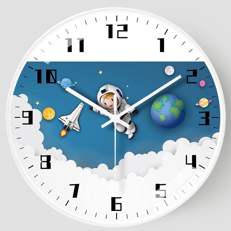 Adorable Round Astronaut Clock with Plastic Glass Face | Home Decor Clocks