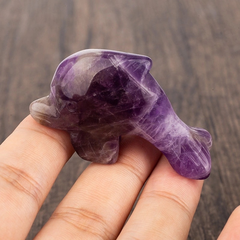 Elegant Dolphin Crystal Obsidian Sculpture Minimalist Home Decor | Home Decoration Ornaments