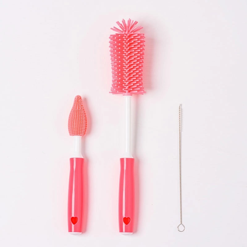 Silicone Baby Bottle Brush Set with Nipple and Straw Cleaners | Baby Feeding Accessories