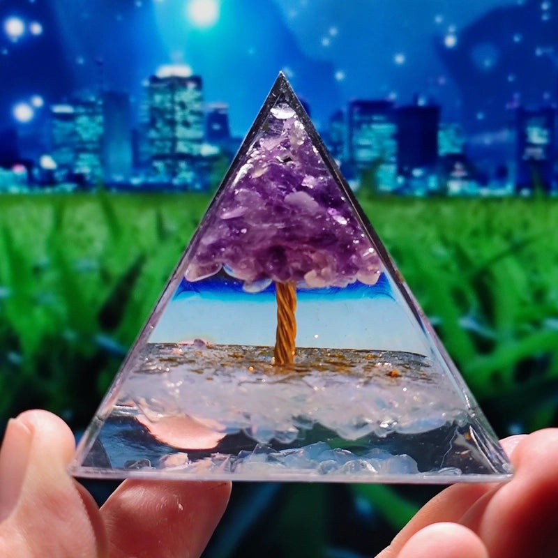 Crystal Ball Gravel Pyramid Resin Crafts Desktop Decoration Unique Station Ornament|Home Decor