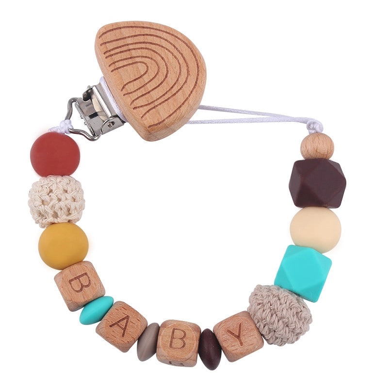Adorable Letter Beech Wood Silicone Baby Accessories | Baby Teethers & Pacifier Clips
