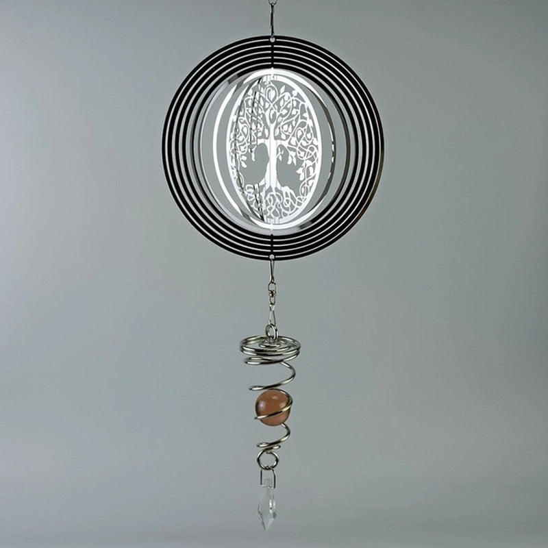 15CM Stainless Steel Life Tree Rotating Bearing Wind Chimes Hanging Craft Ornaments|Home Decor