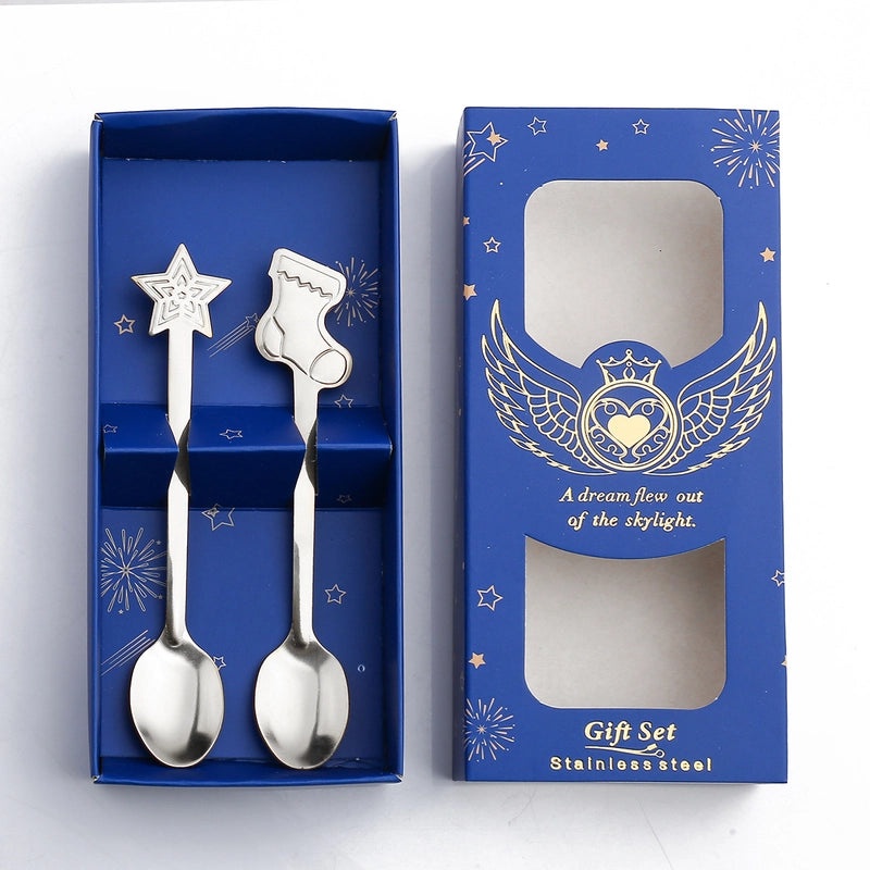 Festive Cartoon Stainless Steel Christmas Tableware Set for Kids | Kitchen & Dining